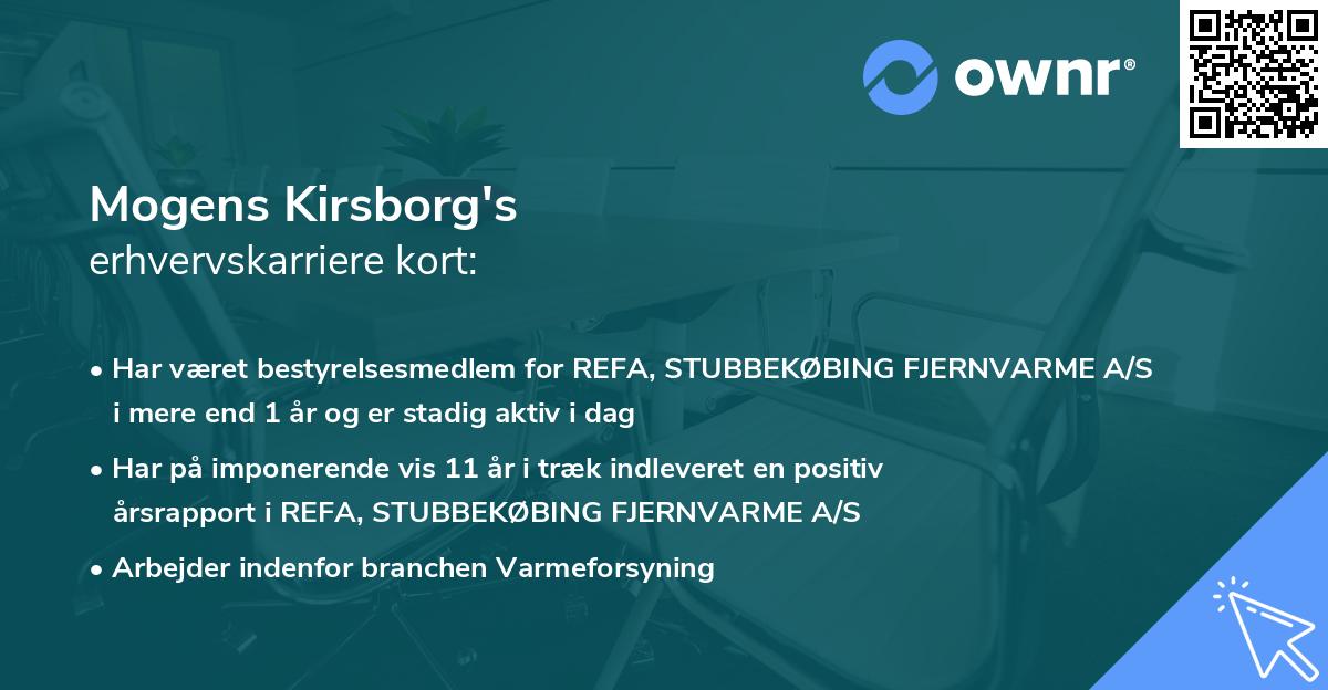 Mogens Kirsborg's erhvervskarriere kort