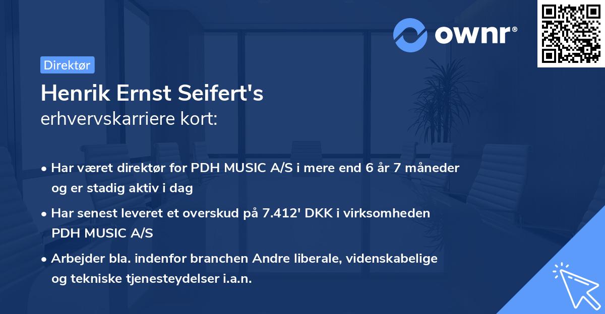 Henrik Ernst Seifert's erhvervskarriere kort