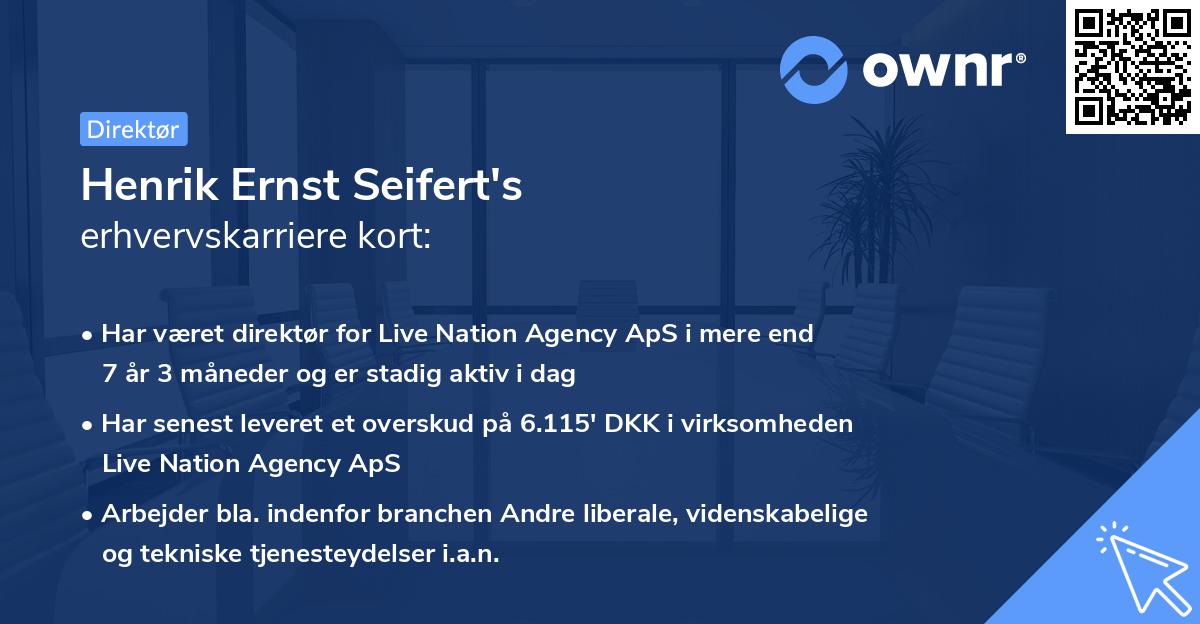 Henrik Ernst Seifert's erhvervskarriere kort