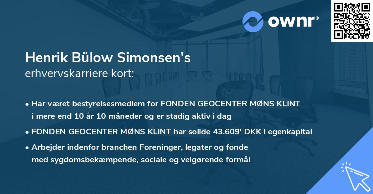 Henrik Bülow Simonsen's erhvervskarriere kort