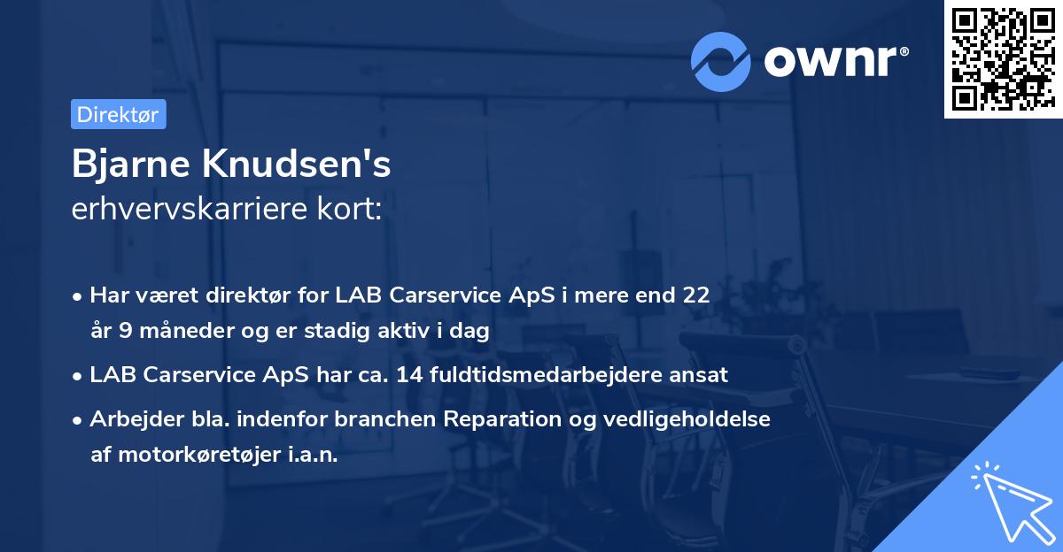 Bjarne Knudsen's erhvervskarriere kort