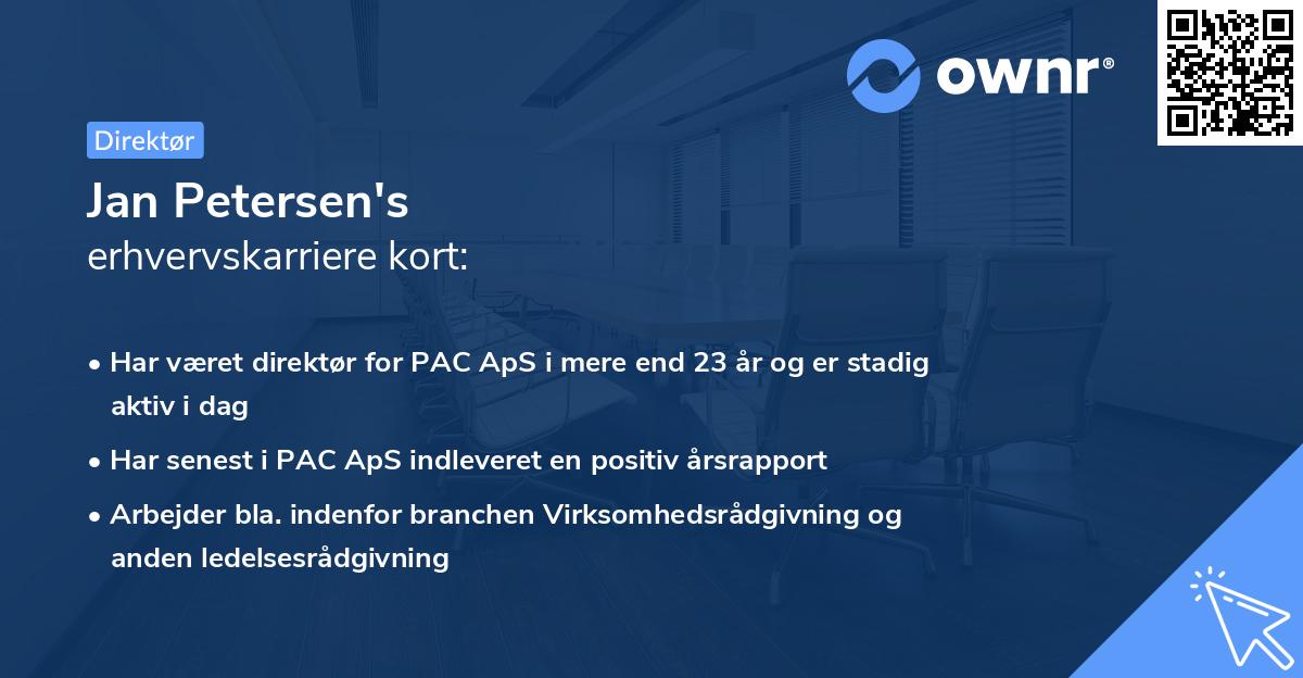 Jan Petersen's erhvervskarriere kort