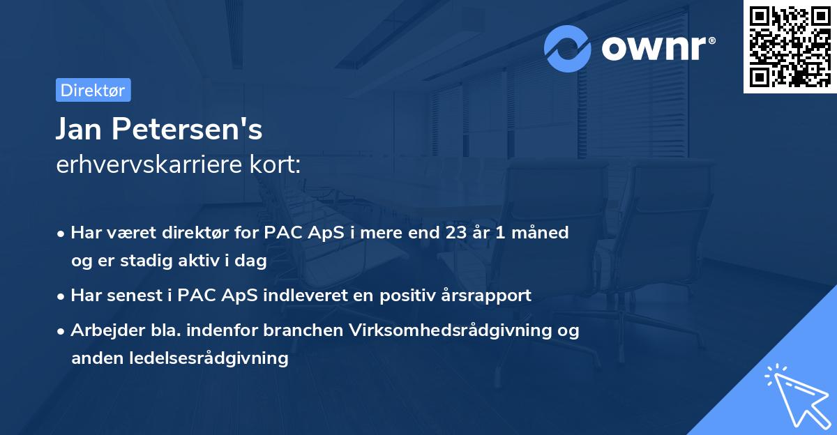 Jan Petersen's erhvervskarriere kort