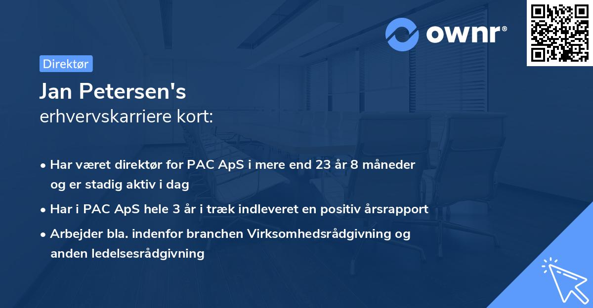 Jan Petersen's erhvervskarriere kort