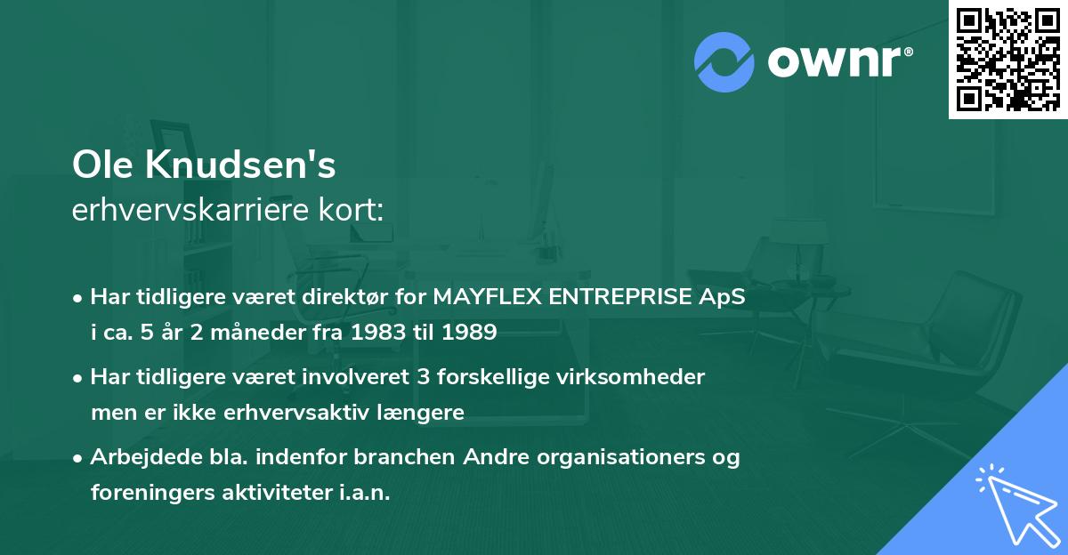 Ole Knudsen's erhvervskarriere kort