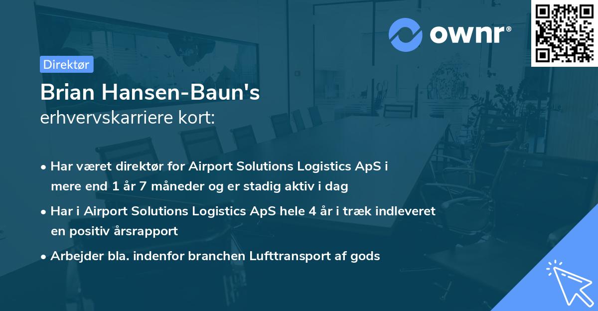 Brian Hansen-Baun's erhvervskarriere kort