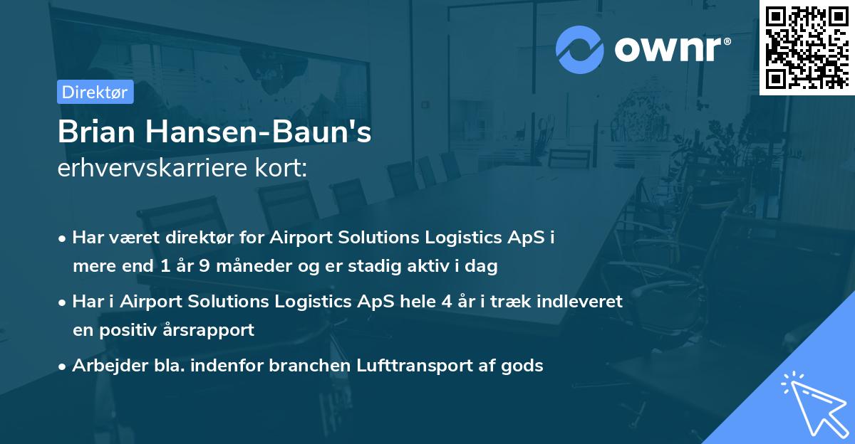 Brian Hansen-Baun's erhvervskarriere kort