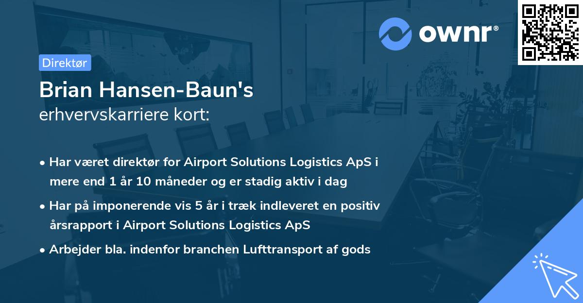 Brian Hansen-Baun's erhvervskarriere kort
