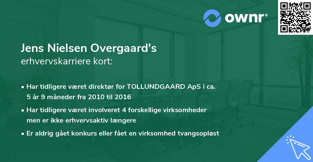 Jens Nielsen Overgaard's erhvervskarriere kort