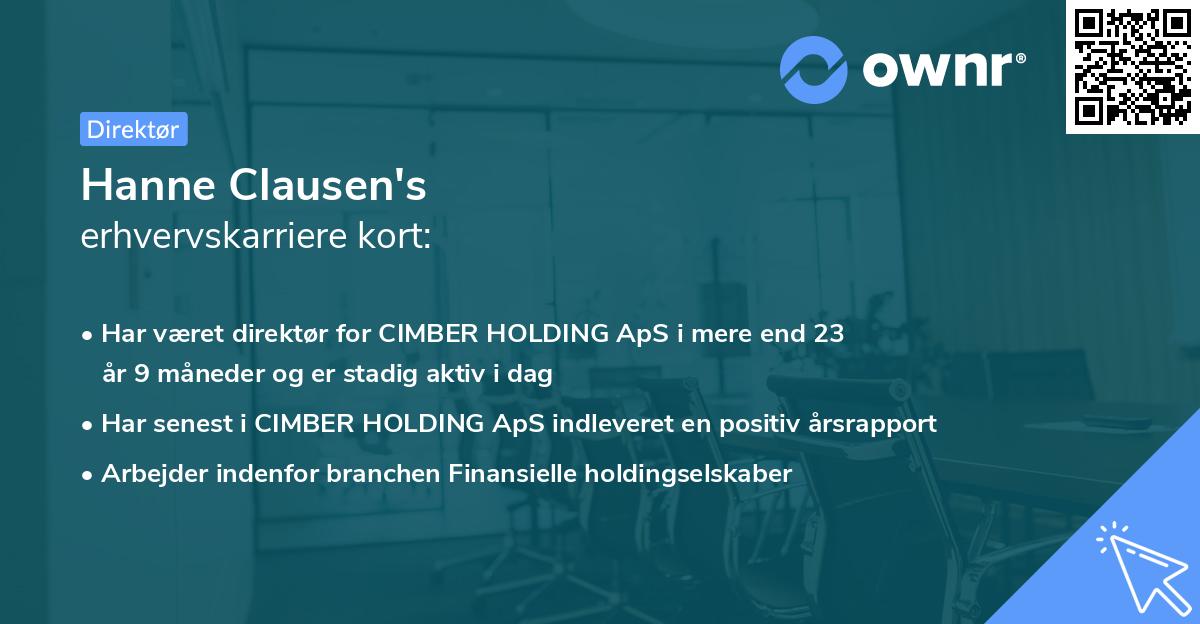 Hanne Clausen's erhvervskarriere kort