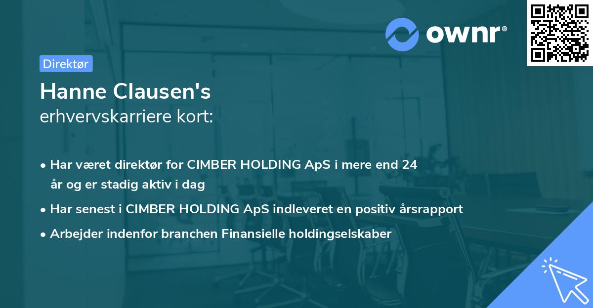Hanne Clausen's erhvervskarriere kort