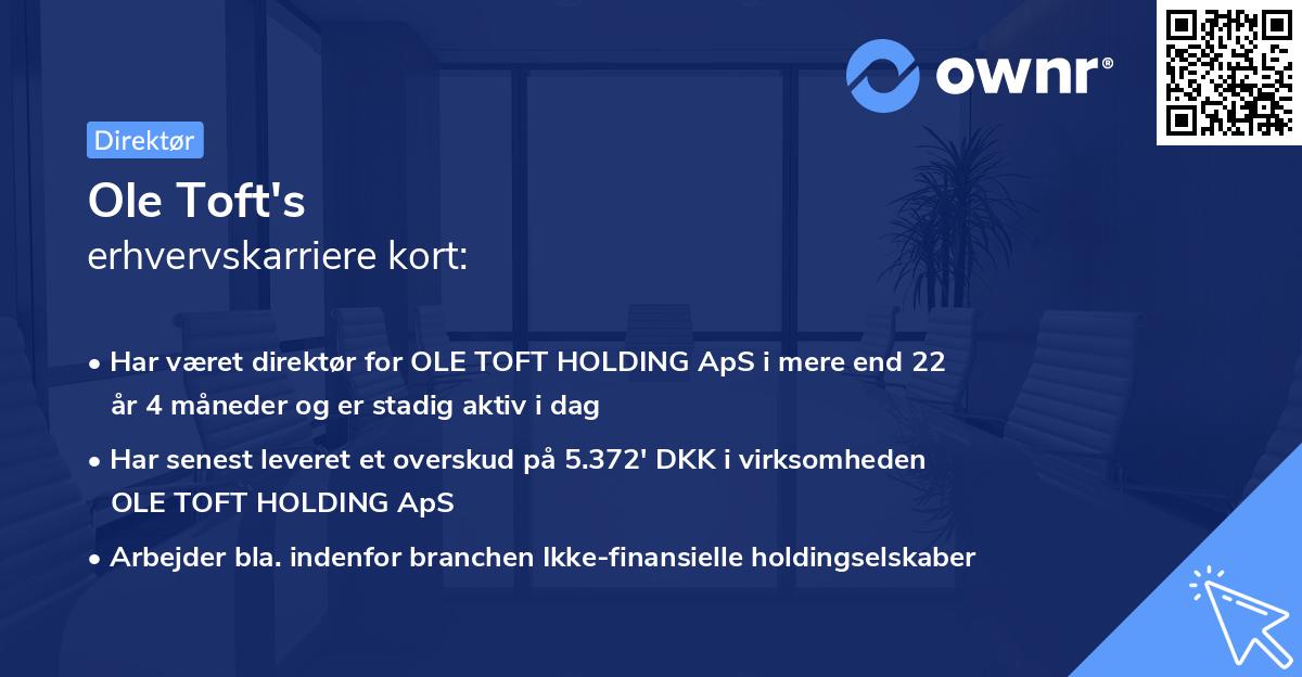 Ole Toft's erhvervskarriere kort