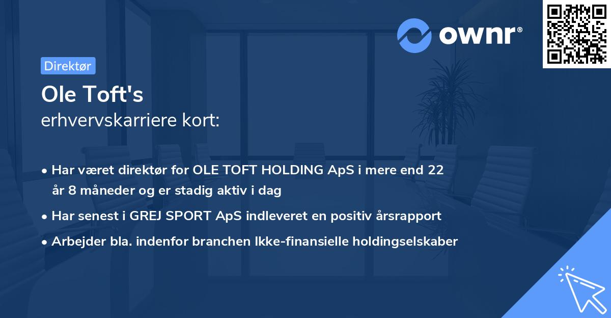 Ole Toft's erhvervskarriere kort