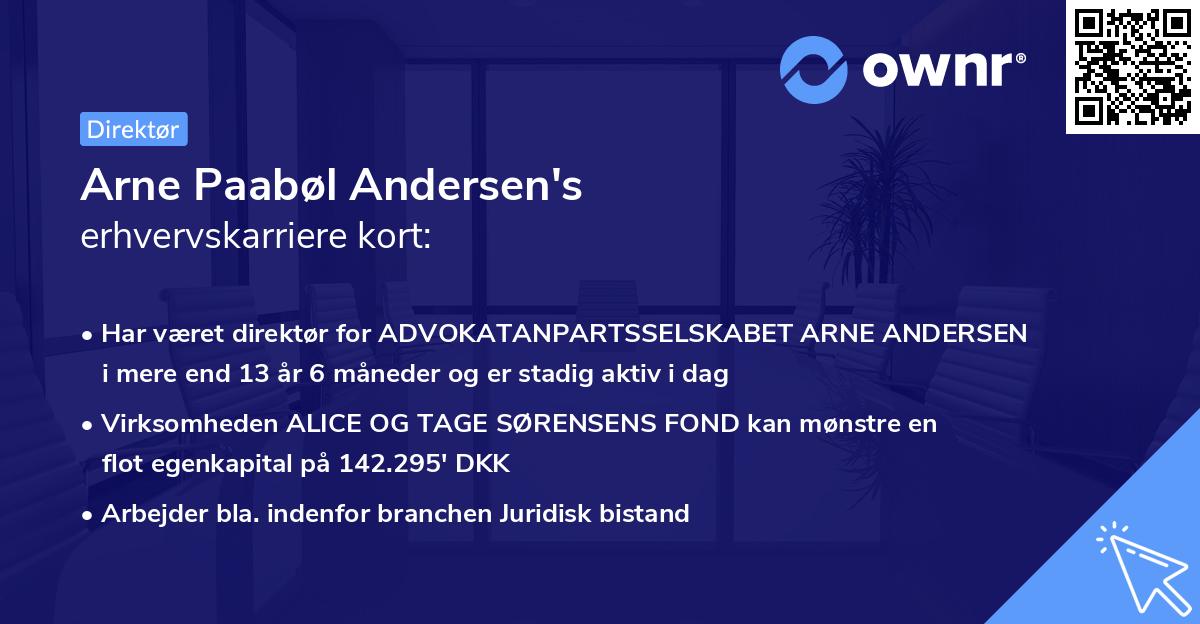Arne Paabøl Andersen's erhvervskarriere kort