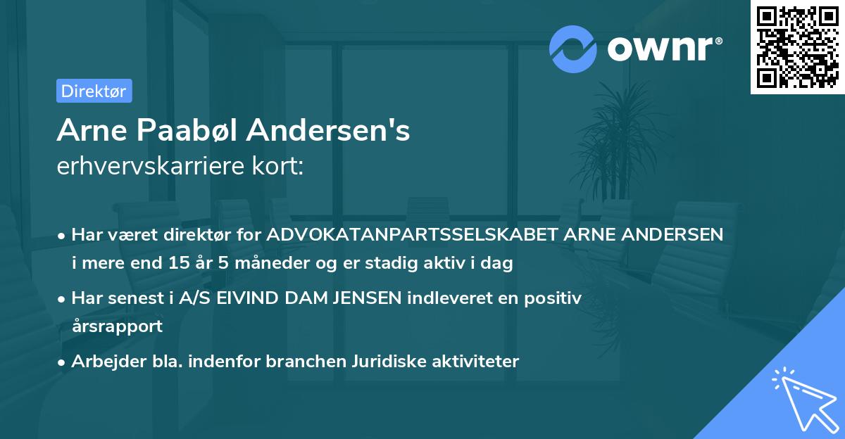 Arne Paabøl Andersen's erhvervskarriere kort