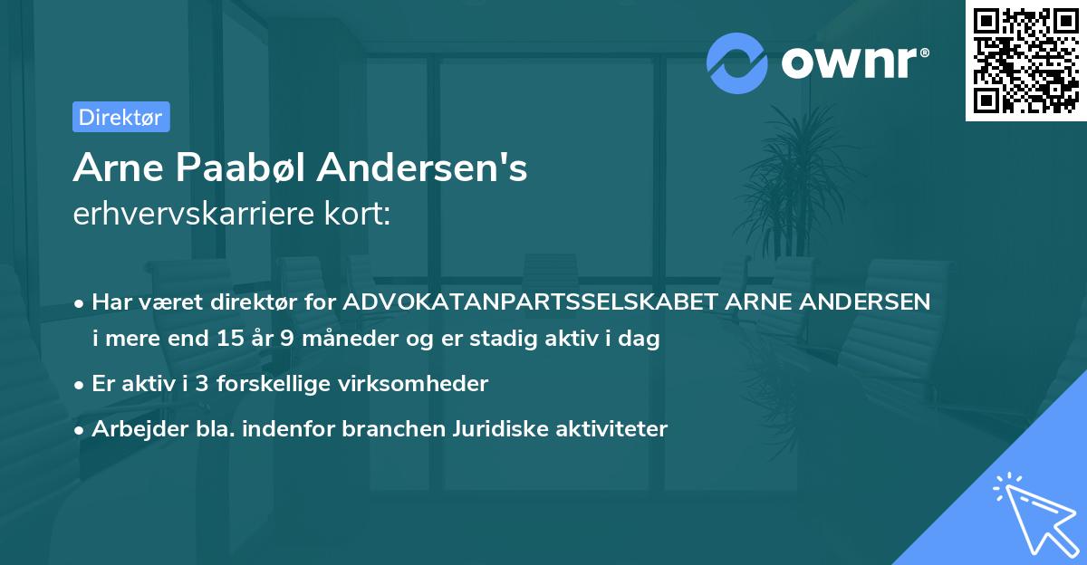 Arne Paabøl Andersen's erhvervskarriere kort