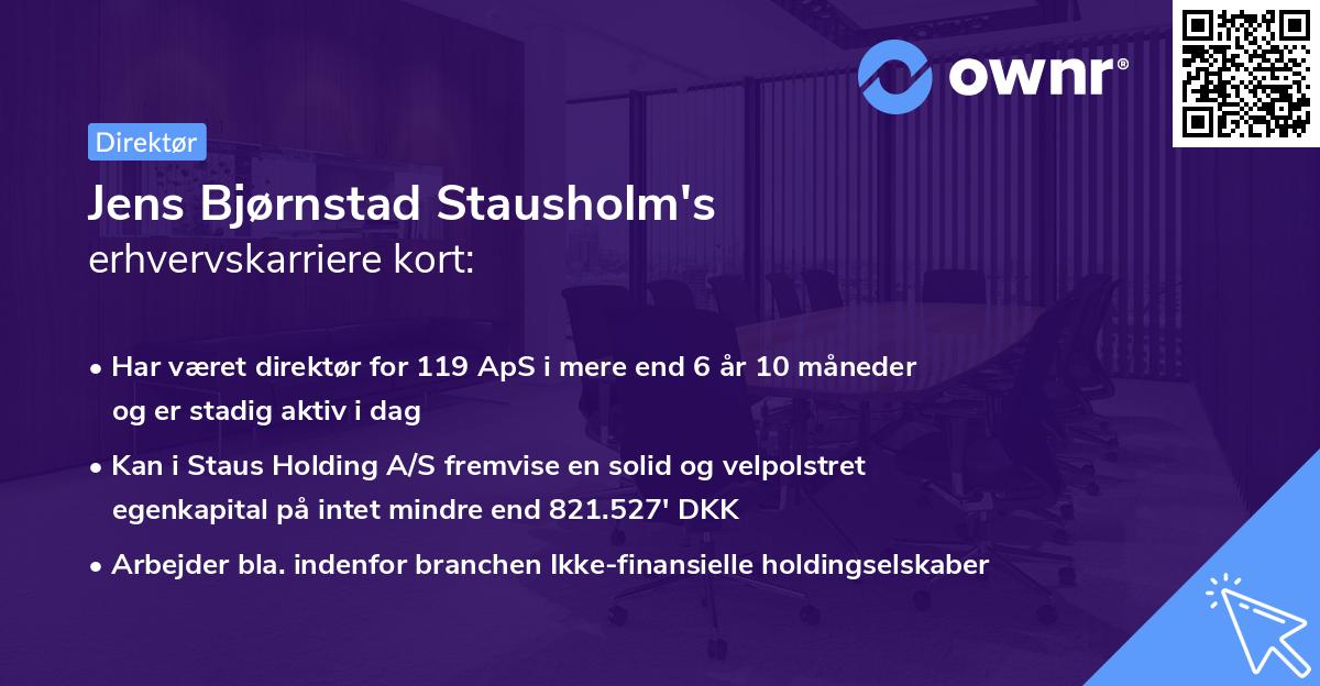 Jens Bjørnstad Stausholm's erhvervskarriere kort