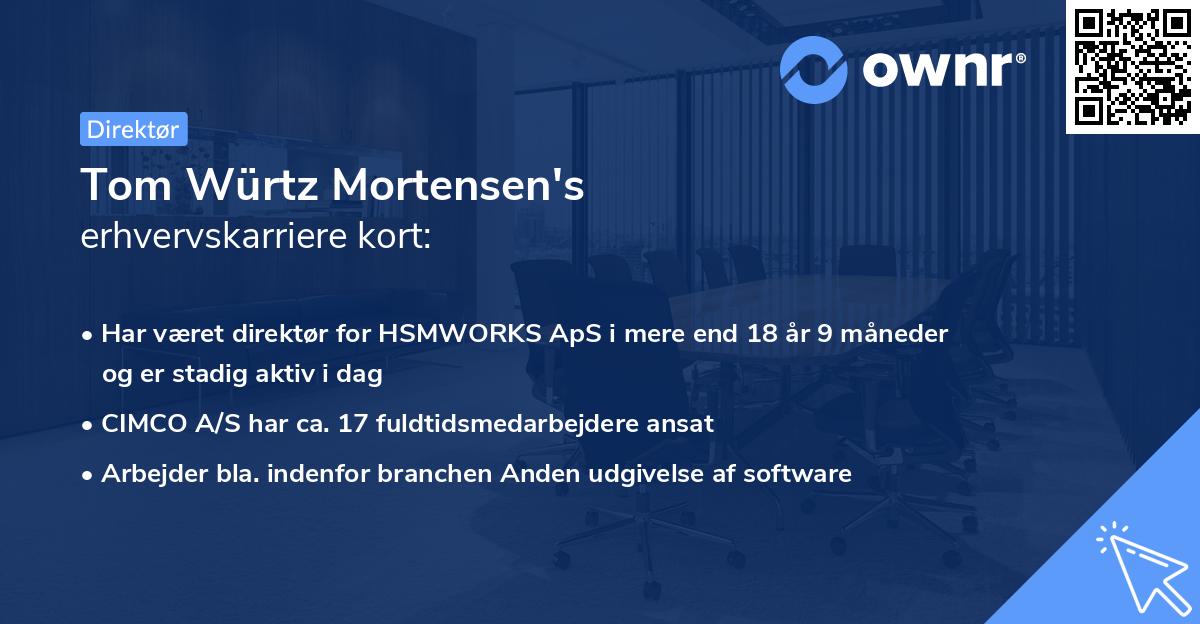 Tom Würtz Mortensen's erhvervskarriere kort