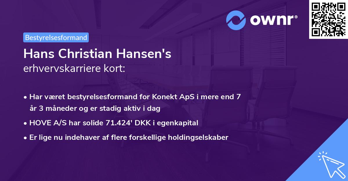 Hans Christian Hansen's erhvervskarriere kort