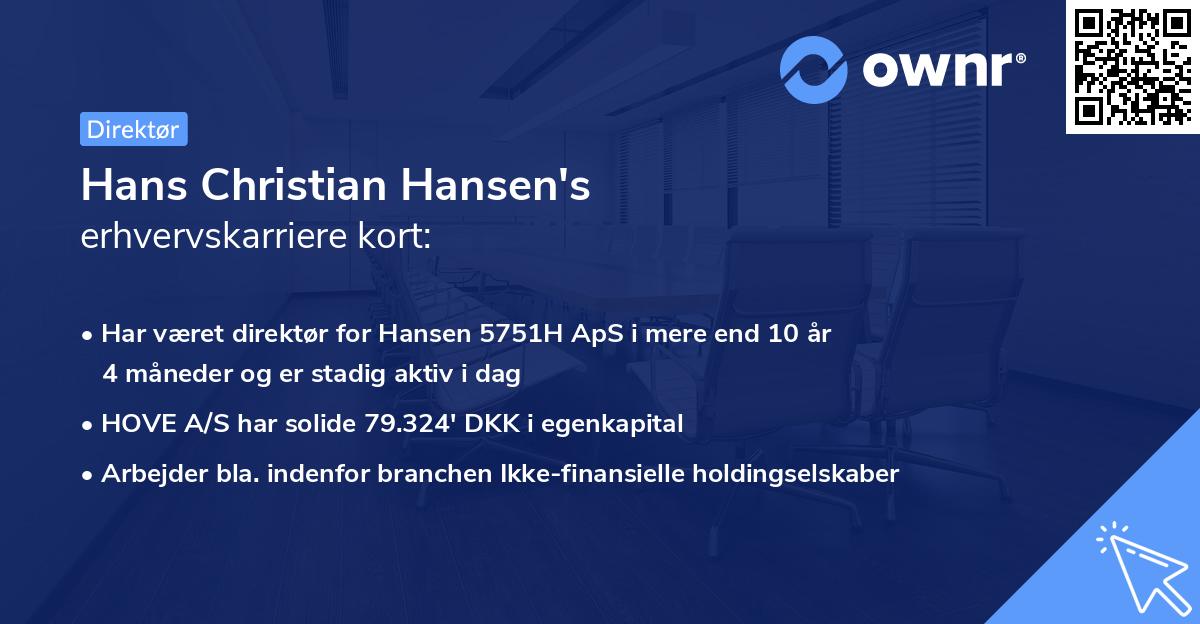 Hans Christian Hansen's erhvervskarriere kort