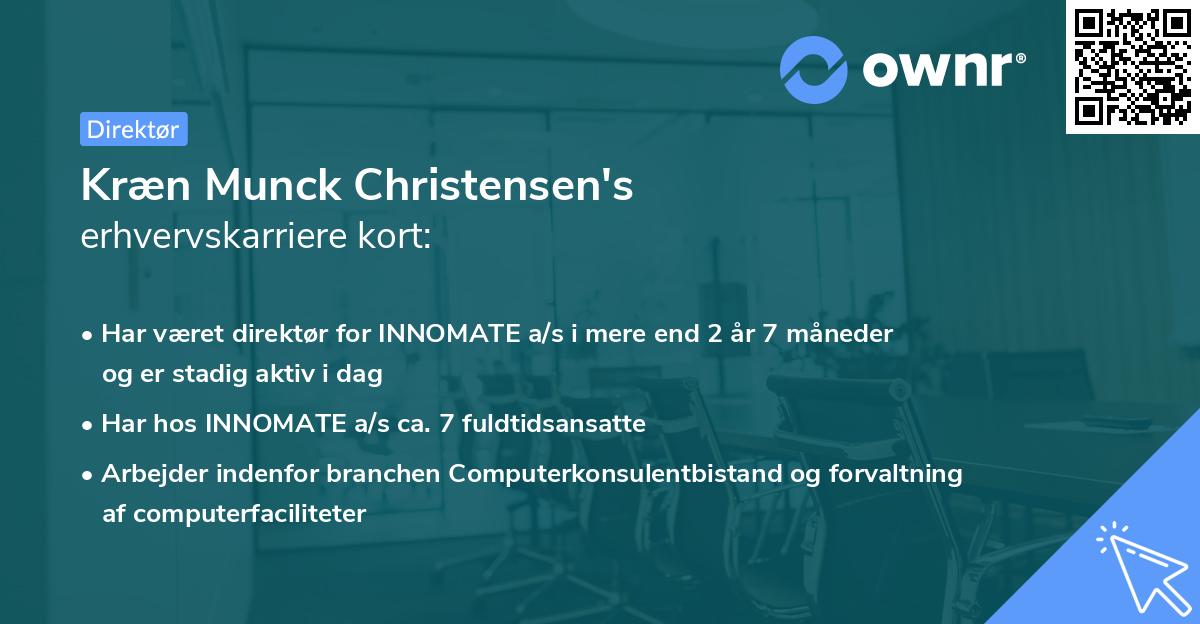 Kræn Munck Christensen's erhvervskarriere kort