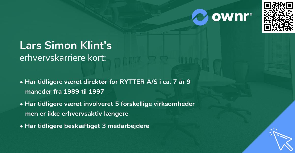 Lars Simon Klint's erhvervskarriere kort