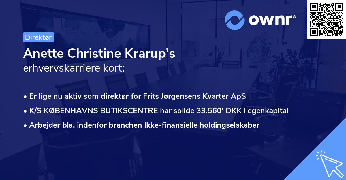 Anette Christine Krarup's erhvervskarriere kort