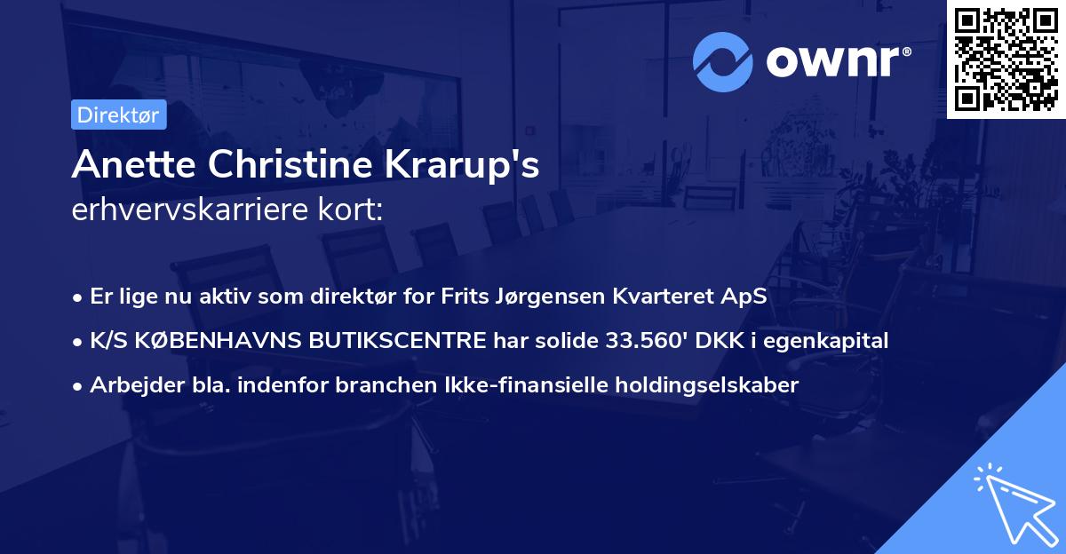 Anette Christine Krarup's erhvervskarriere kort