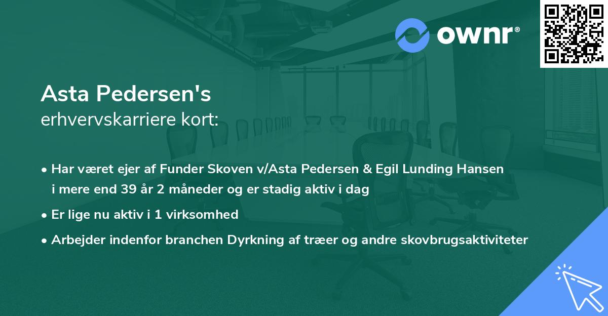 Asta Pedersen's erhvervskarriere kort