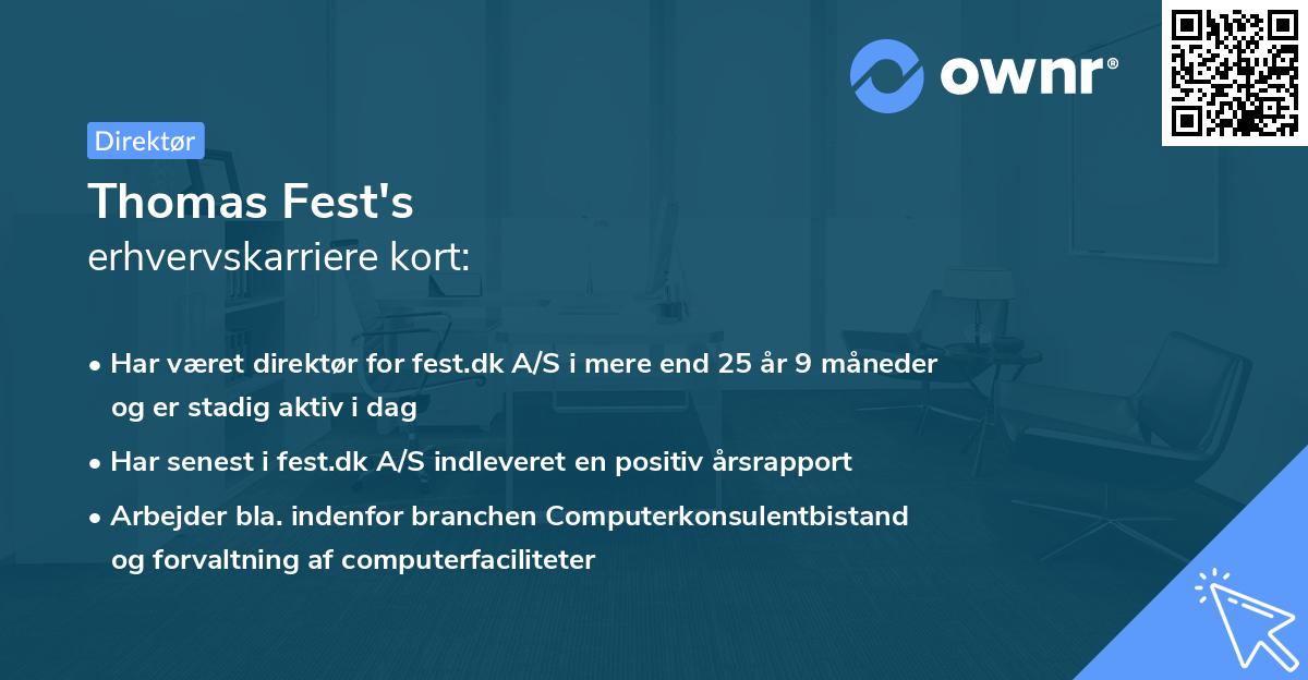 Thomas Fest's erhvervskarriere kort