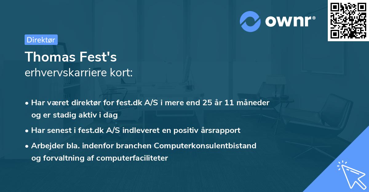 Thomas Fest's erhvervskarriere kort