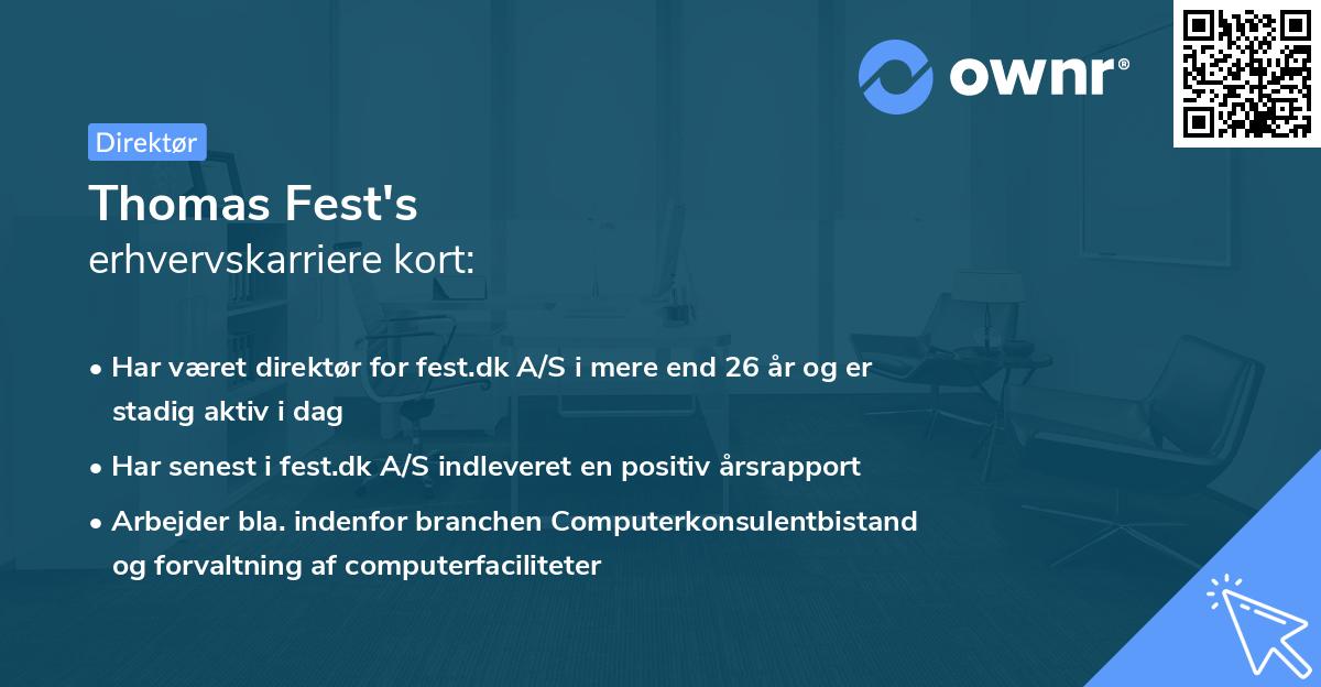 Thomas Fest's erhvervskarriere kort