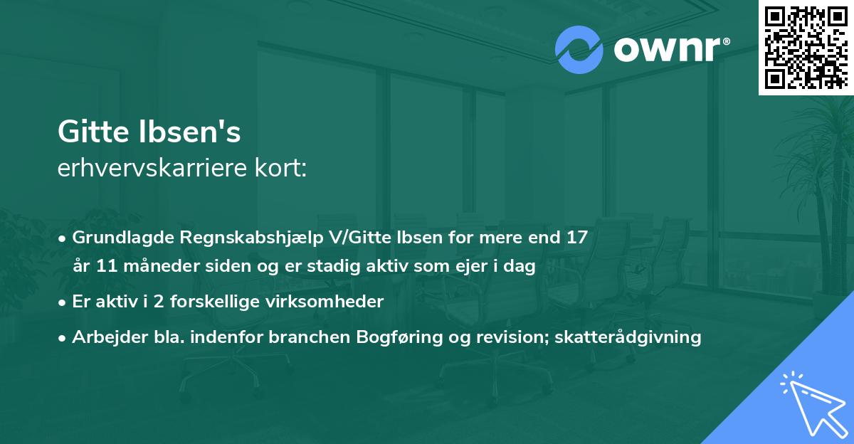 Gitte Ibsen's erhvervskarriere kort