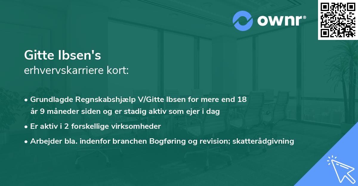 Gitte Ibsen's erhvervskarriere kort