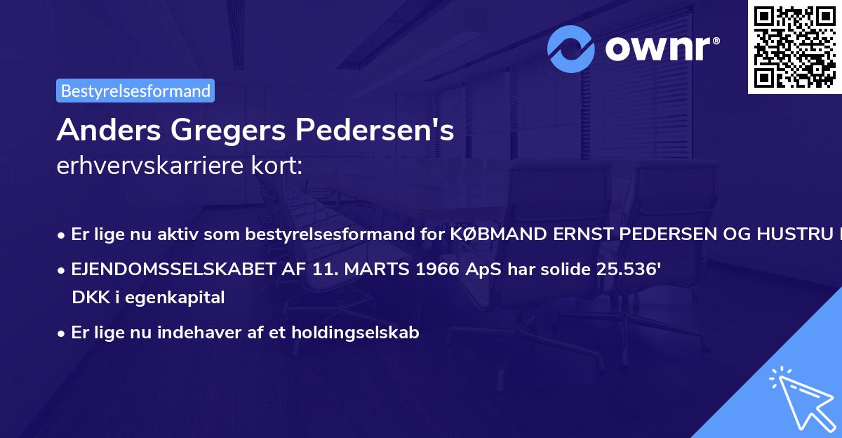 Anders Gregers Pedersen's erhvervskarriere kort