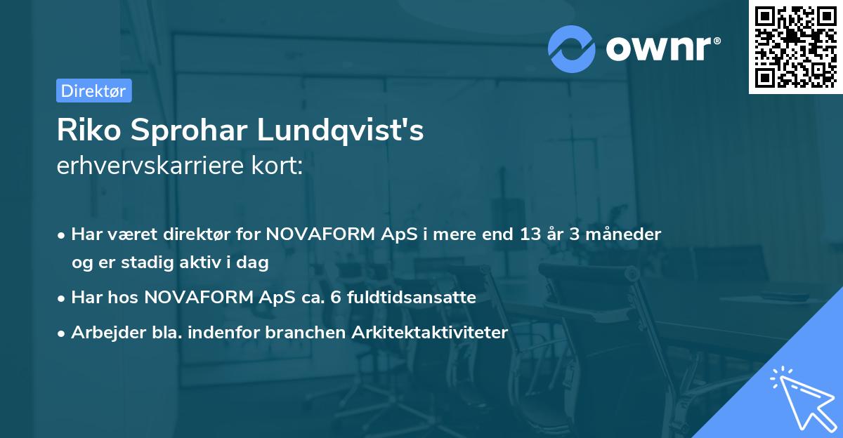 Riko Sprohar Lundqvist's erhvervskarriere kort
