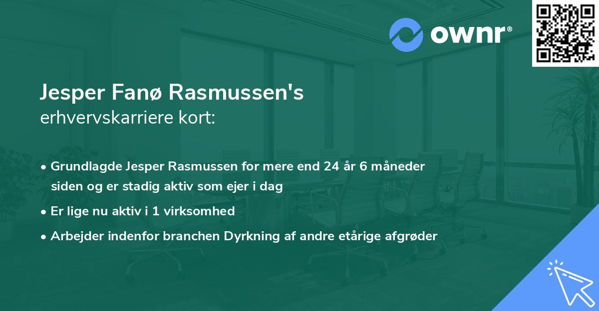 Jesper Fanø Rasmussen's erhvervskarriere kort