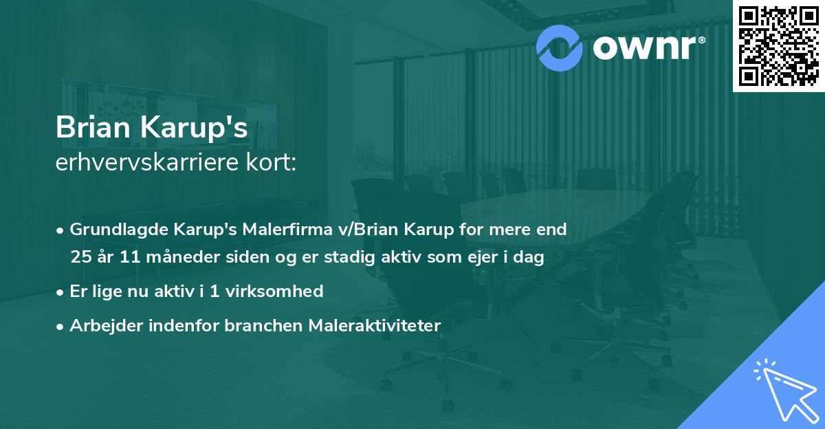 Brian Karup's erhvervskarriere kort