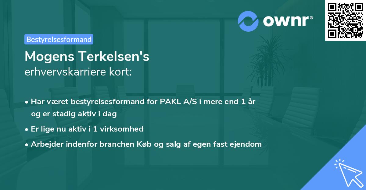 Mogens Terkelsen's erhvervskarriere kort