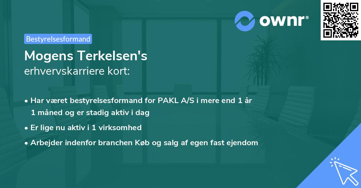 Mogens Terkelsen's erhvervskarriere kort
