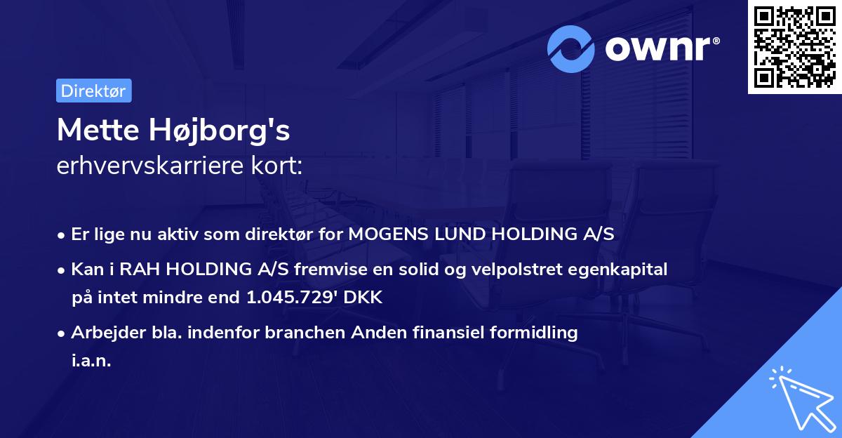 Mette Højborg's erhvervskarriere kort