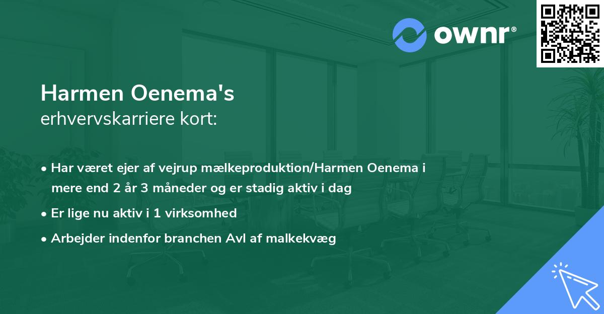 Harmen Oenema's erhvervskarriere kort