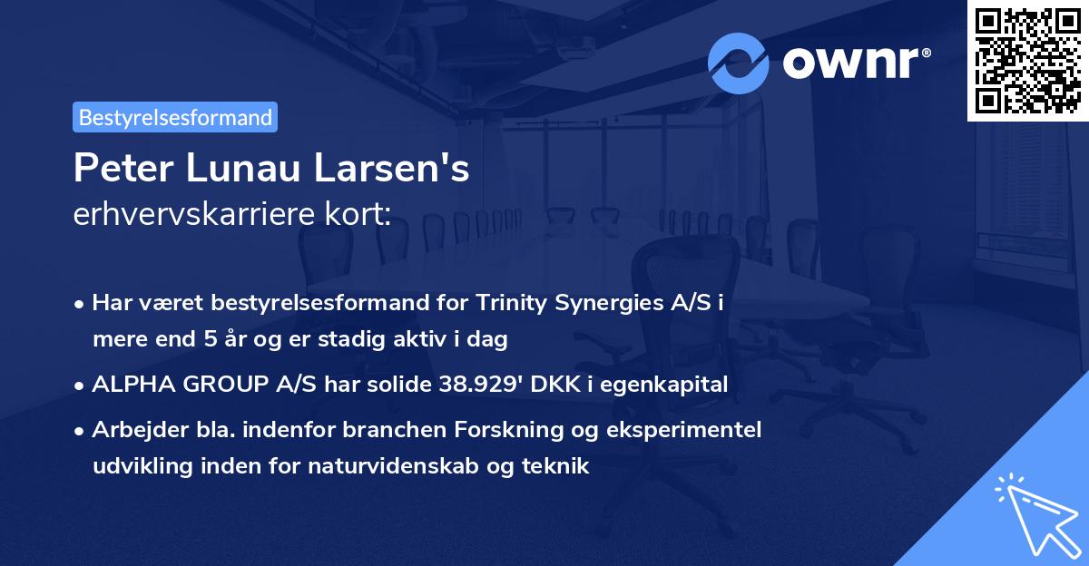 Peter Lunau Larsen's erhvervskarriere kort