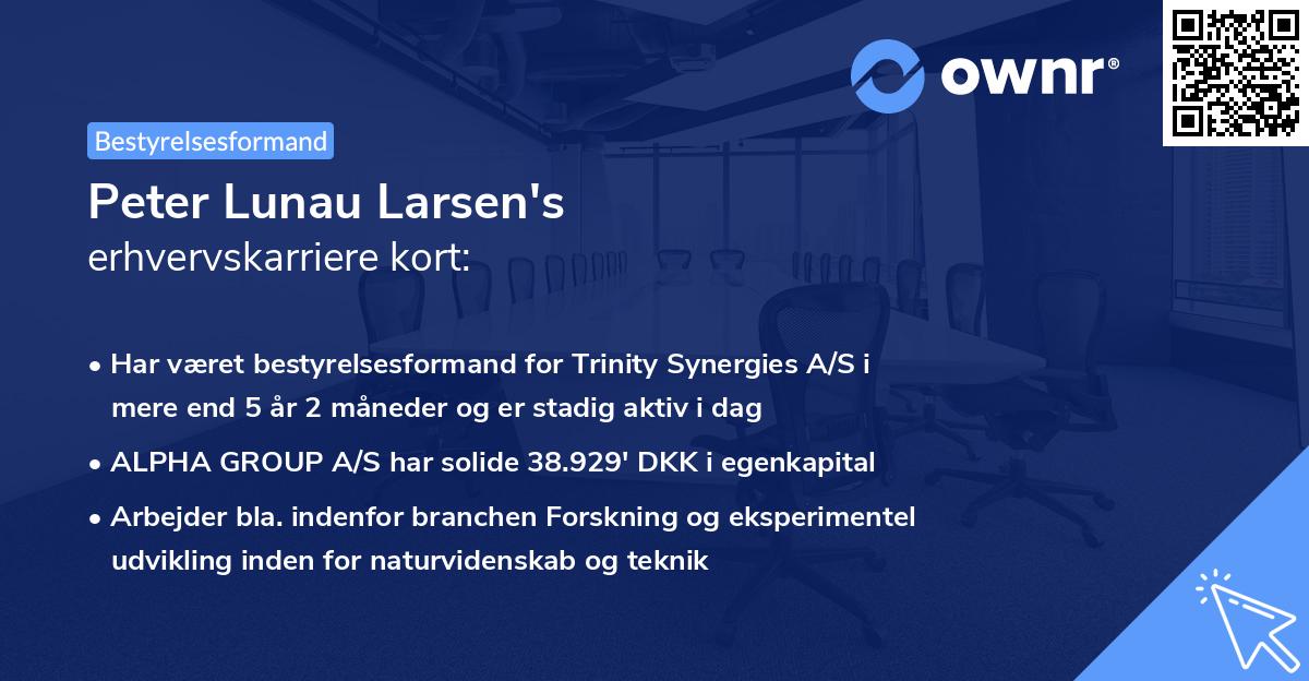 Peter Lunau Larsen's erhvervskarriere kort