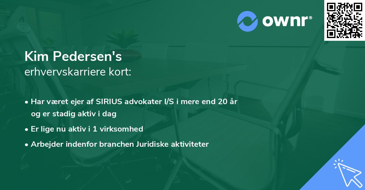 Kim Pedersen's erhvervskarriere kort