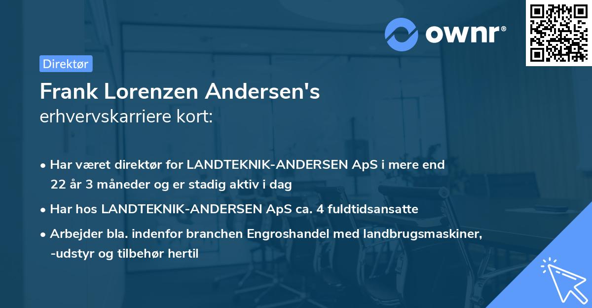 Frank Lorenzen Andersen's erhvervskarriere kort