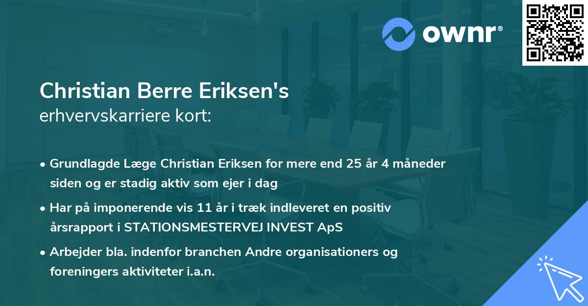 Christian Berre Eriksen's erhvervskarriere kort