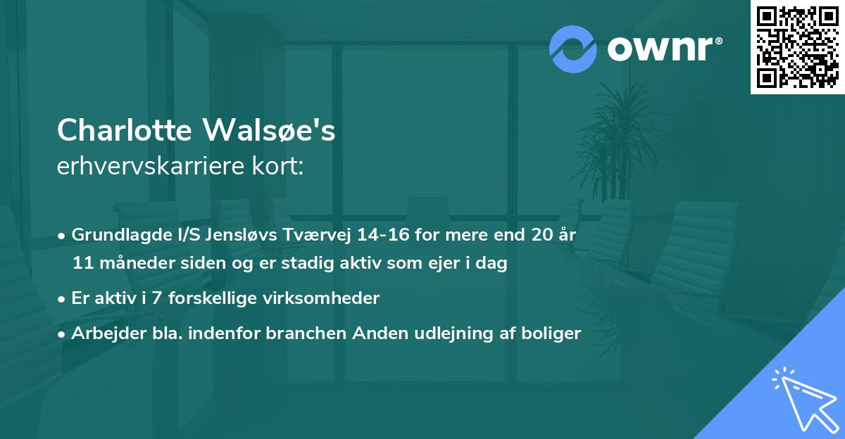 Charlotte Walsøe's erhvervskarriere kort