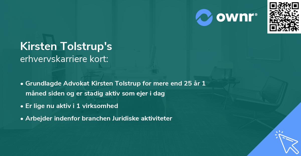 Kirsten Tolstrup's erhvervskarriere kort