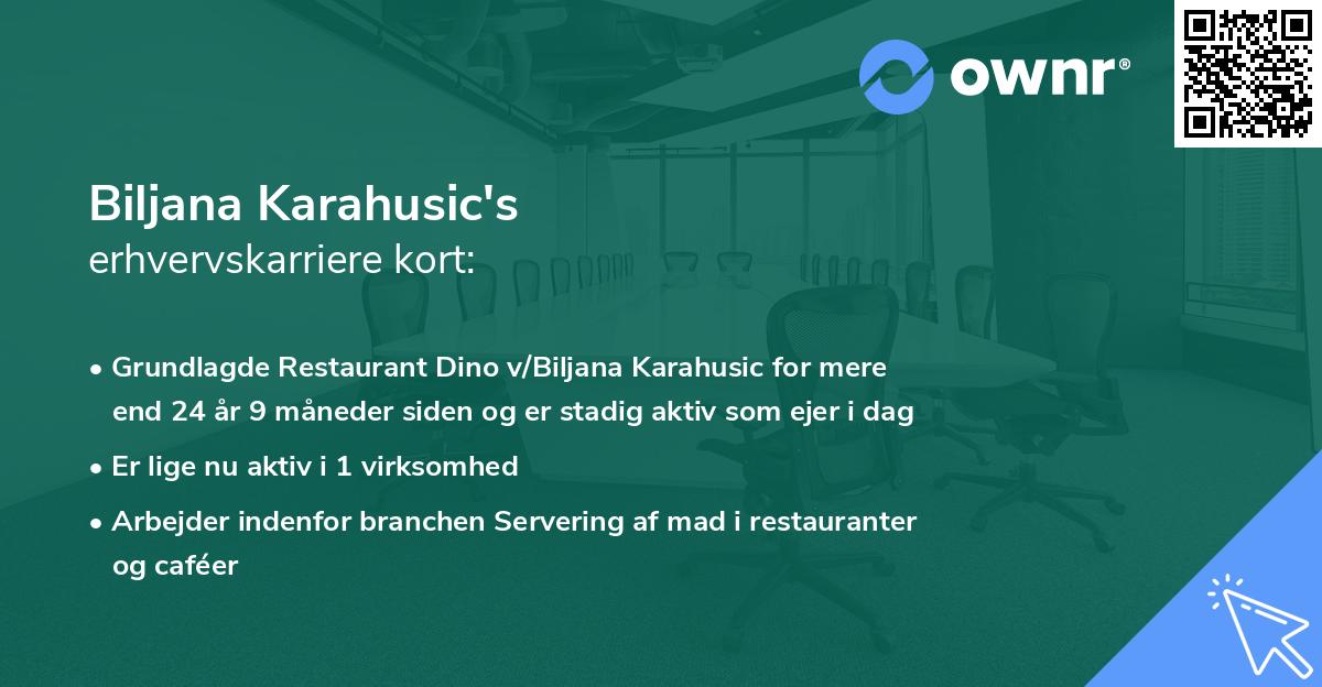 Biljana Karahusic's erhvervskarriere kort